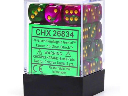 CHX 26834 Gemini 12mm D6 Dice Block Green-Purple Gold Discount