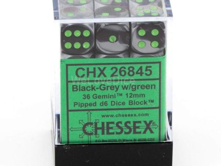 CHX 26845 Gemini 12mm D6 Dice Block Black-Grey Green Online now