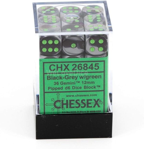 CHX 26845 Gemini 12mm D6 Dice Block Black-Grey Green Online now