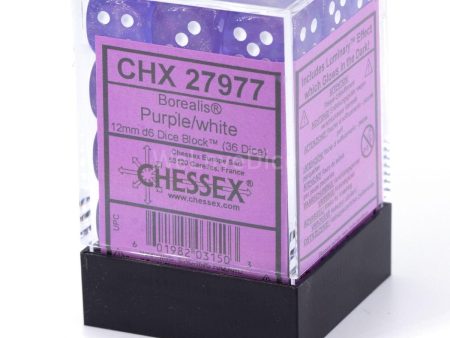 CHX 27977 Borealis 12mm D6 Dice Block Purple White (Luminary Effect) For Sale