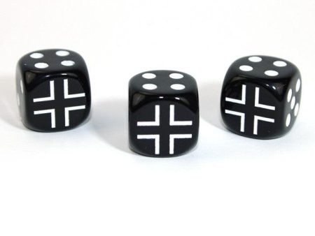 Chessex D6 Dice Axis and Allies German d6 Blank 1 Face Opaque Black white x 1 For Sale