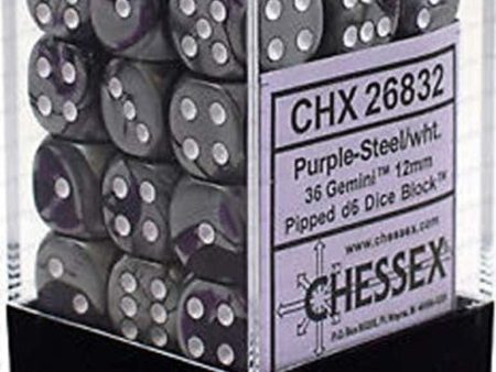 CHX Gemini 12mm D6 Dice Block Purple-Steel White For Sale