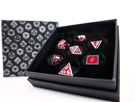 LPG Dice Set - Metal RPG Serif Red Silver Online now